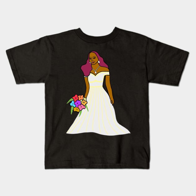 Empowered Woman with her Nice Wedding Dress ! Kids T-Shirt by drawkwardly